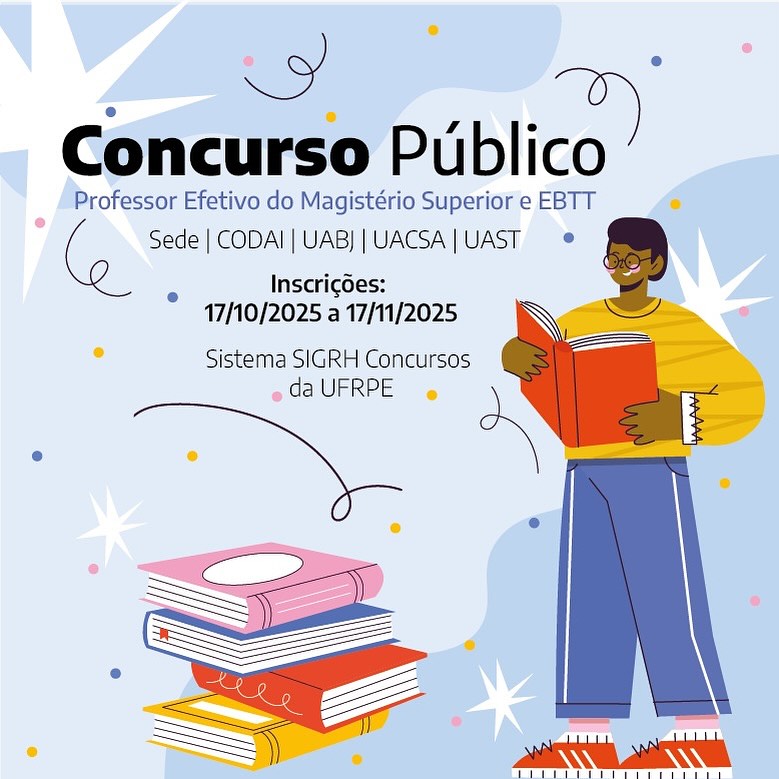 UFRPE Divulga concurso público com 21 vagas para Professor do Magistério Superior e EBTT